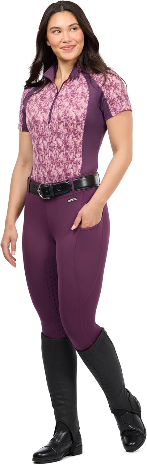 Kerrits Women's Coolcore Full Leg Grip Horse Riding Tights – Cooling Equestrian Leggings, Silicone Grip, Pockets