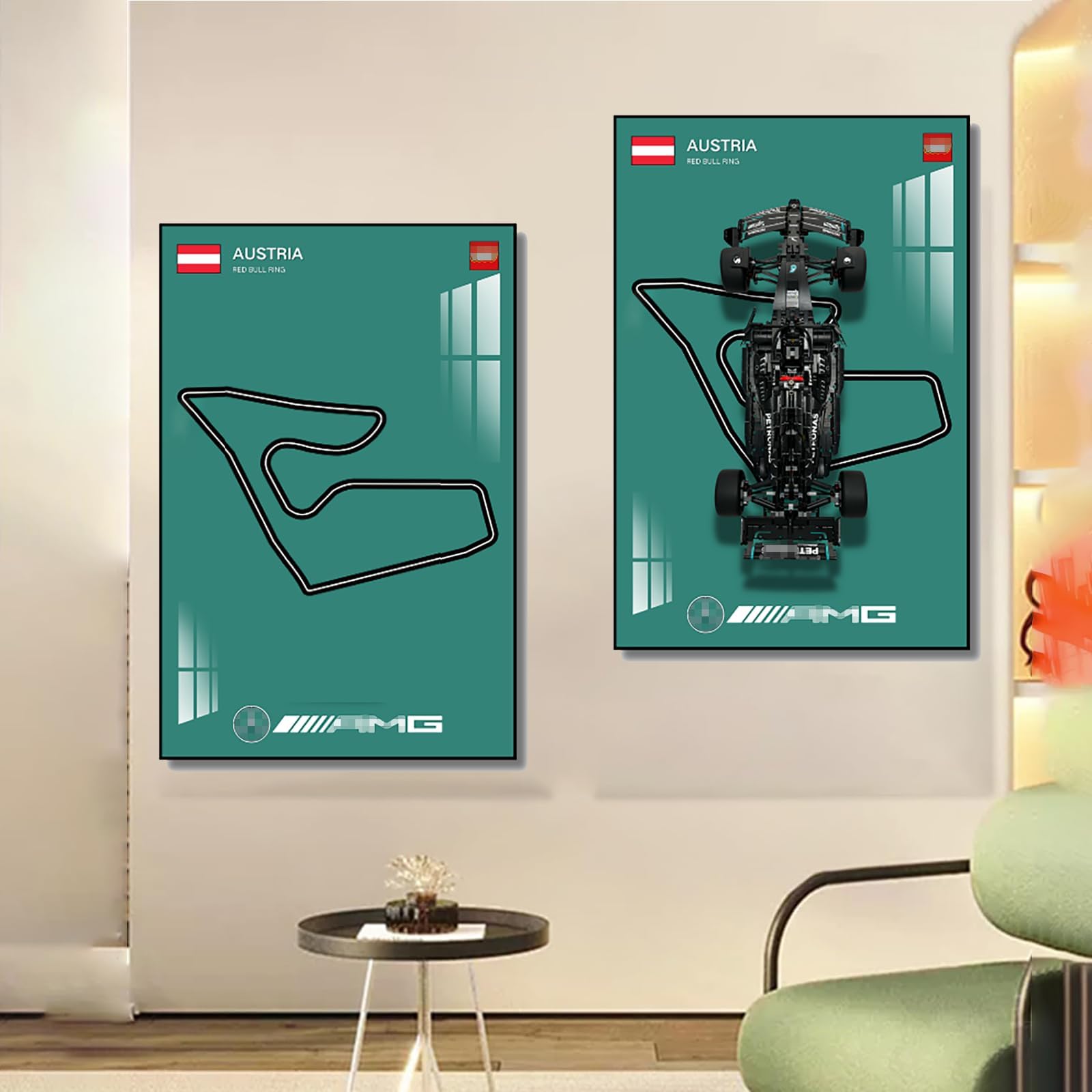 Display Wallboard for Lego Technic Merce*des-AMG F1 42171,Gift Ideas for Lego Race Car Wall Mount Enthusiast, Only Wallboard (Red Bull Ring Circuit in Austria)