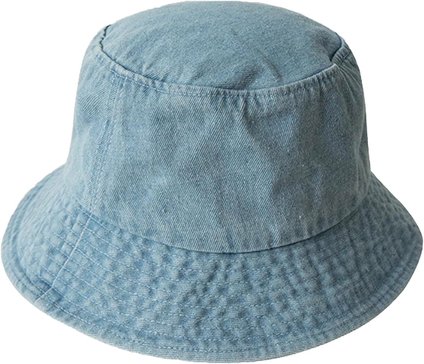 Denim Bucket Hat Trendy Washed Cotton Sun Cap Beach Fisherman Hat for Women Men