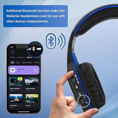 Miniatura 10 de WallarGe Auriculares inalámbricos para ver televisión con base de carga del transmisor de RF, Plug and Play, alcance inalámbrico de 100 pies,
