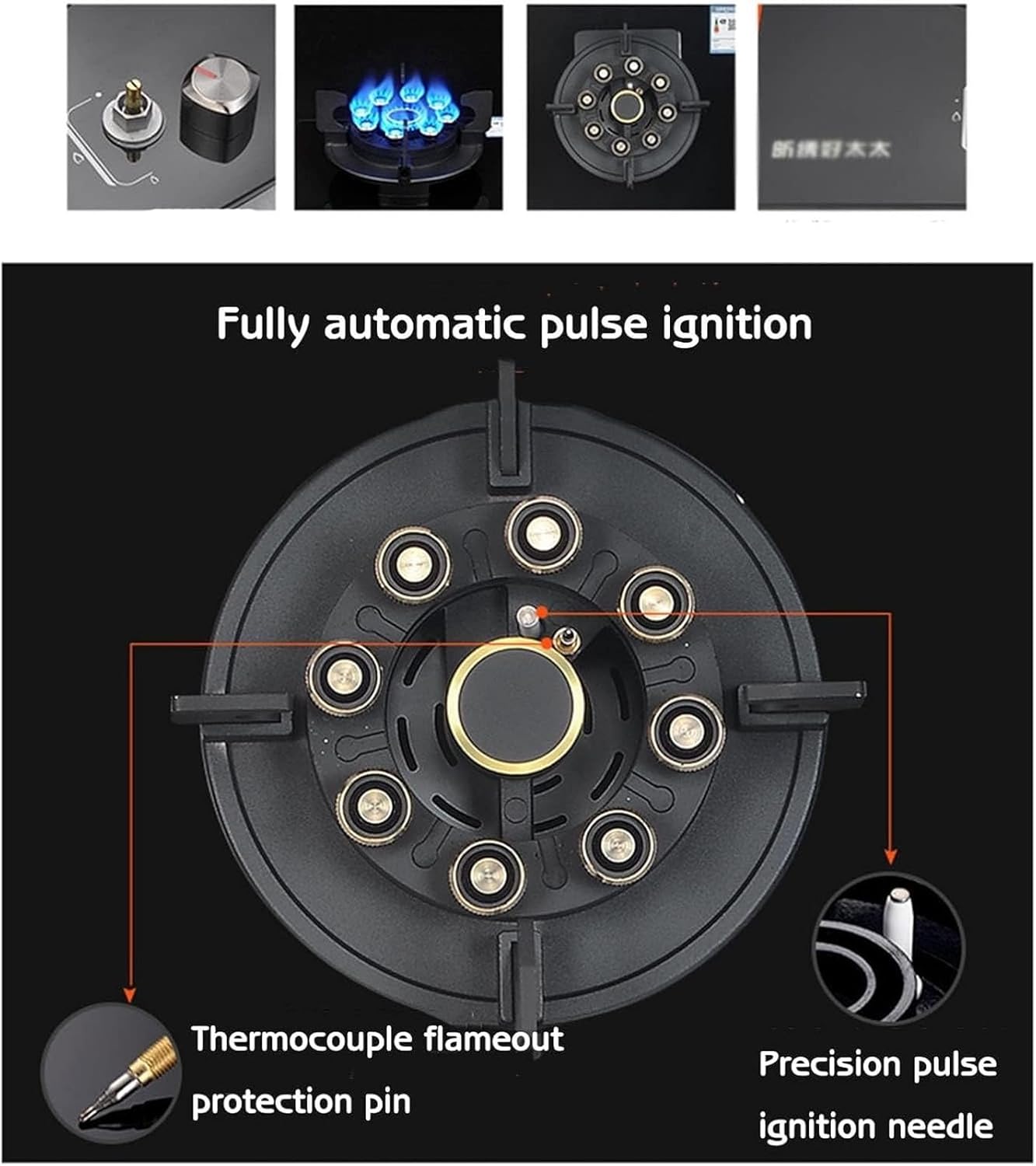 Gas Cooker 1 Burner, Countertop Stove Cooktop, Tempered Glass Drop-in Range Hob, Built-in Top with Thermocouple Protection, Easy To Clean(NG)(LPG)