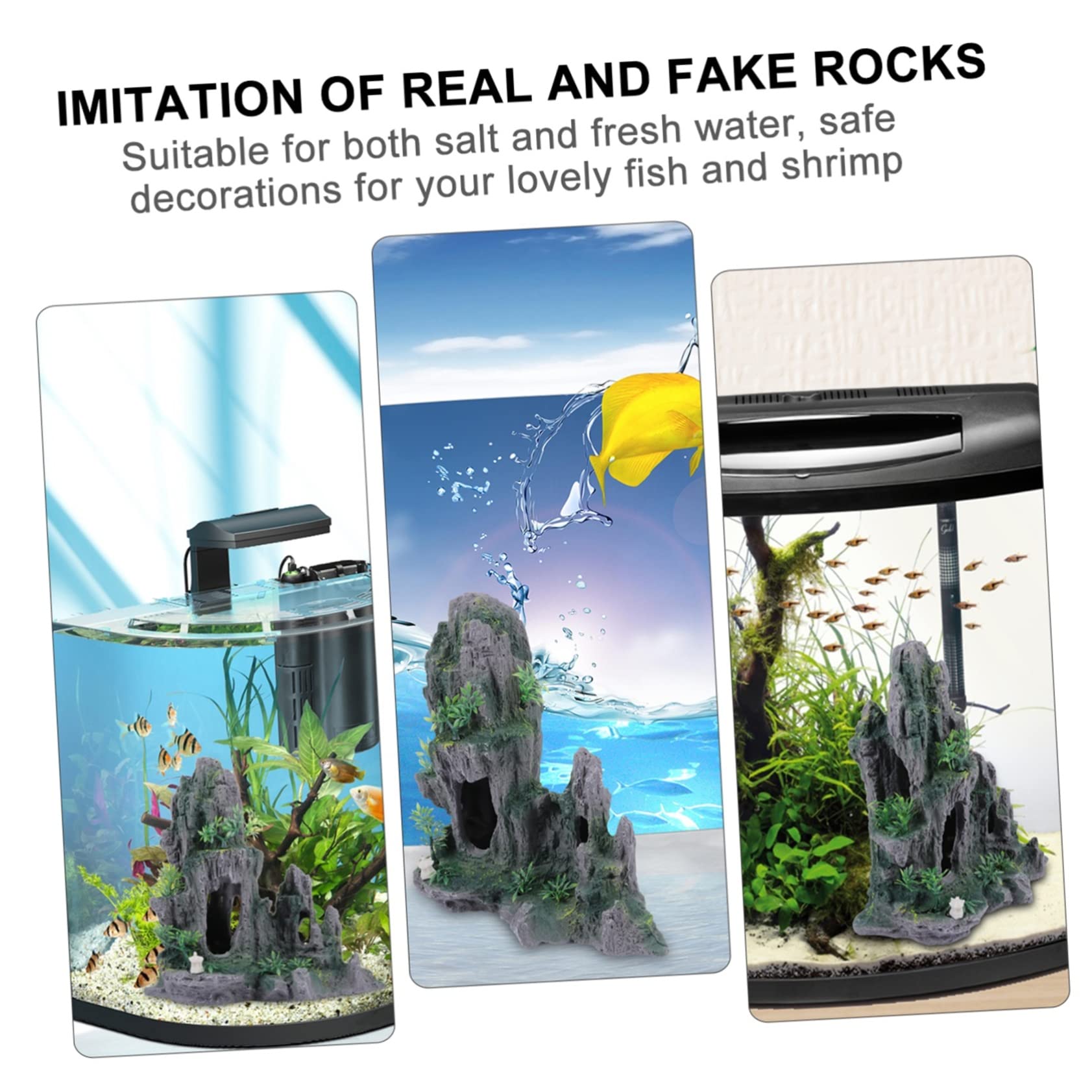 minkissy Adorno para Acuario de Resina Diseño de Roca Artificial Estilo Chino, Decorativo y Fácil de Mantener para Acuarios y Peceras Hogar