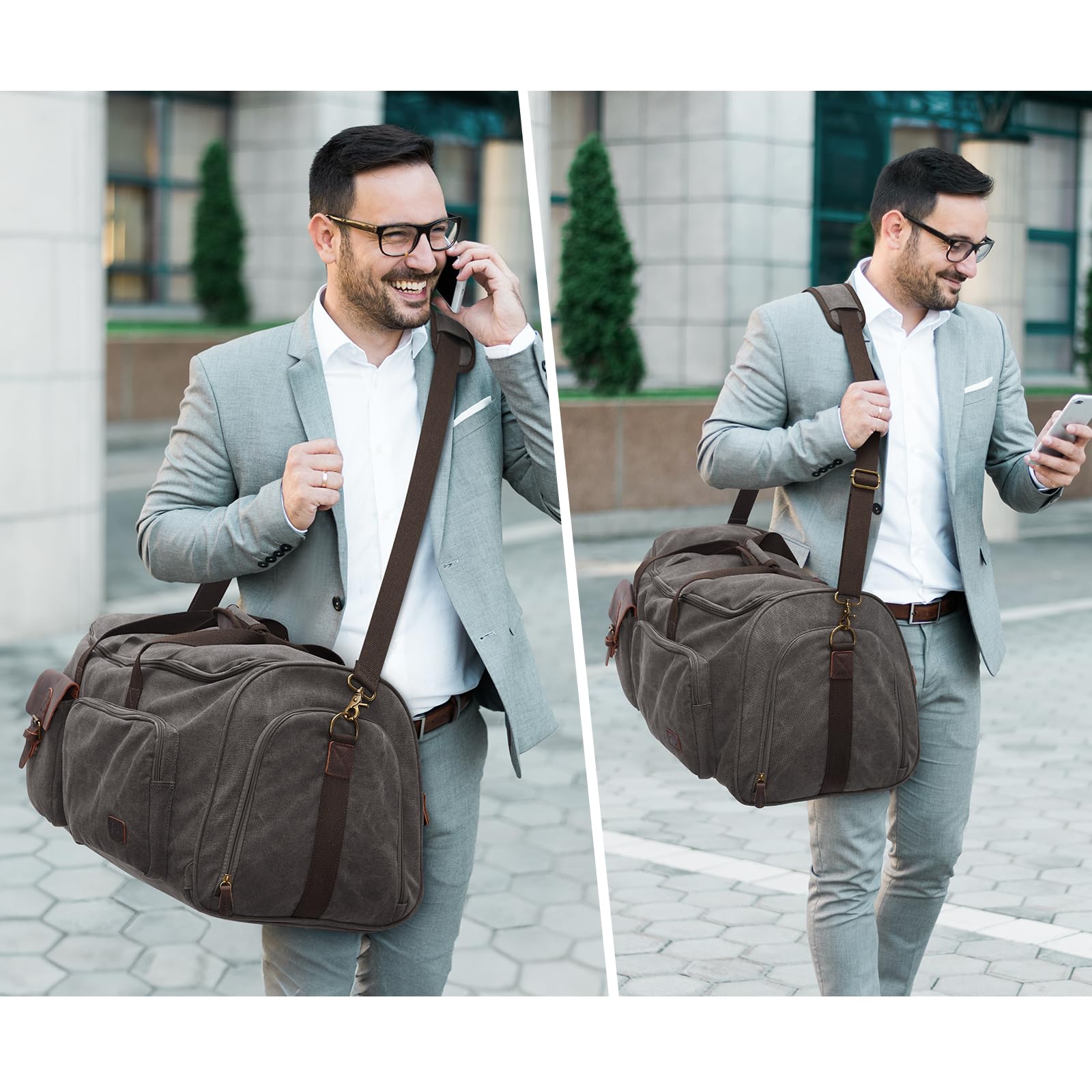 S-ZONE 60L 3 w 1 unisex płócienna torba na ubrania z kosmetyczką na podróż krótkie wakacje, podróże służbowe przechowywanie