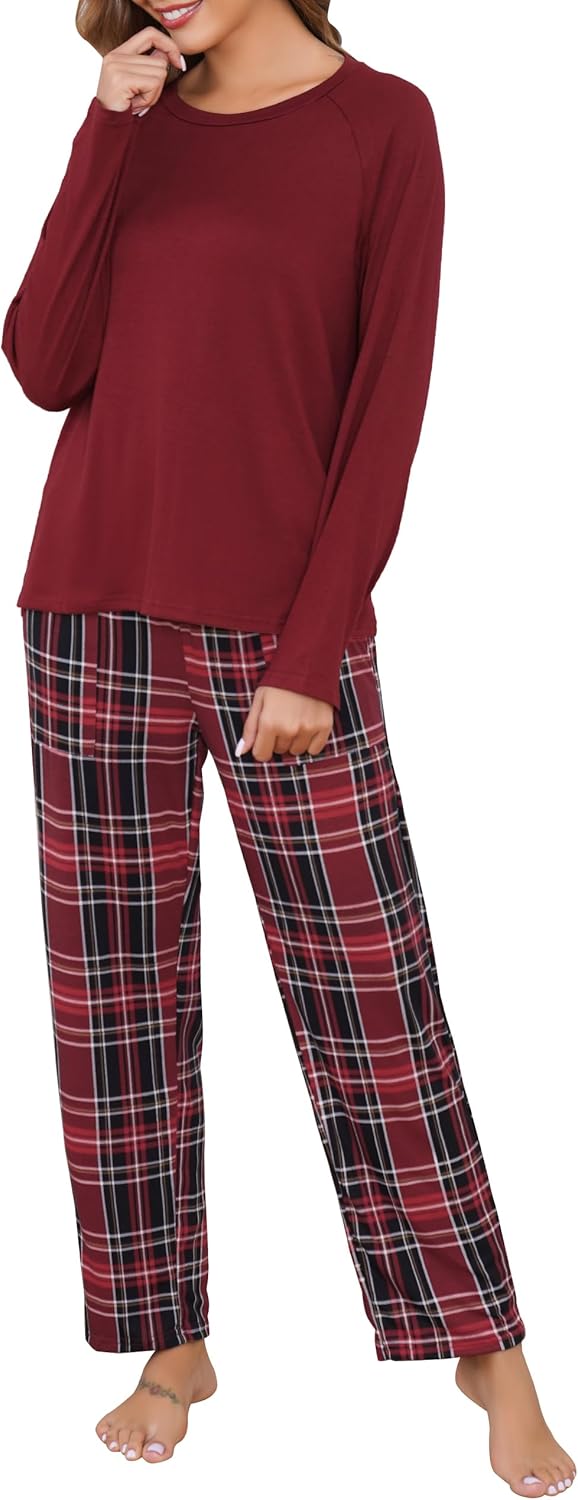 Lovasy Pyjama van katoen voor dames, winter, warm, lange
