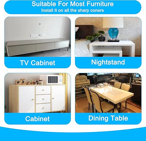 Miniatura 4 de Paquete de 24 protectores de esquina de mesa para bebé, esquinas y bordes a prueba de bebés, protectores de esquina para muebles, protector de