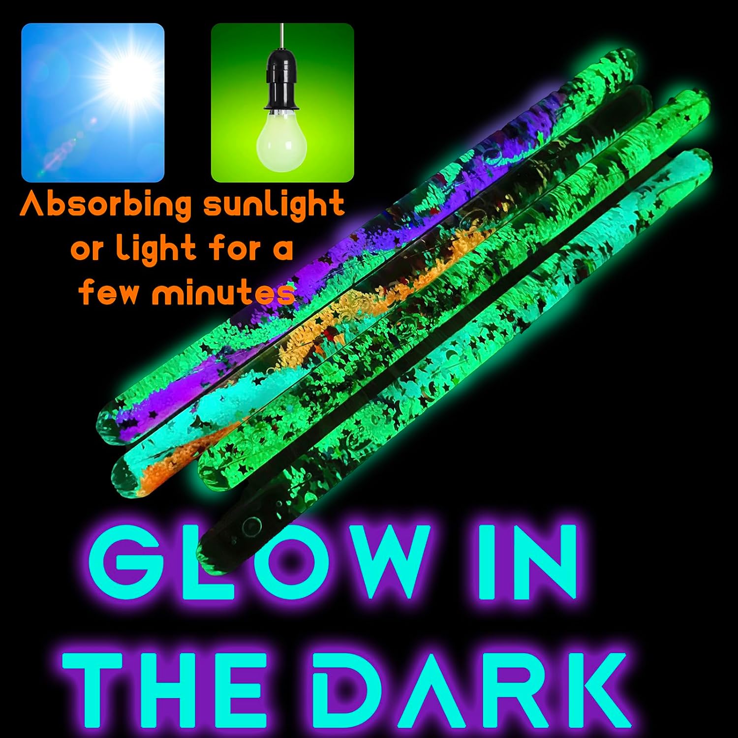 Jumbo Spiral Glitter Wand for Kids, Glow in The Dark Sensory Toys, Anxiety Relief Items, Calm Down Corner Supplies, Magic Wand for Costume Accessory, Princess Fairy Wizard Party Favors