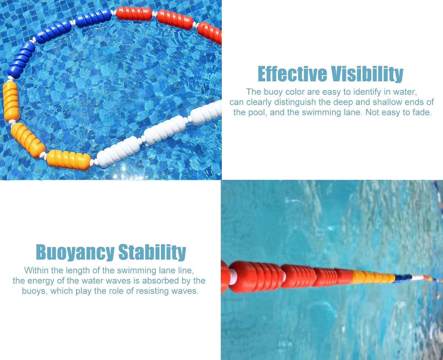 Pool Rope Float Keepers - 1/2/3/4/5/6/7/8/9/10m Long, Floating Safety Divider Rope with Hooks, for Outdoor Bath, Beach, Swimming Pool,Nylon Rope Style-4m/13.1ft