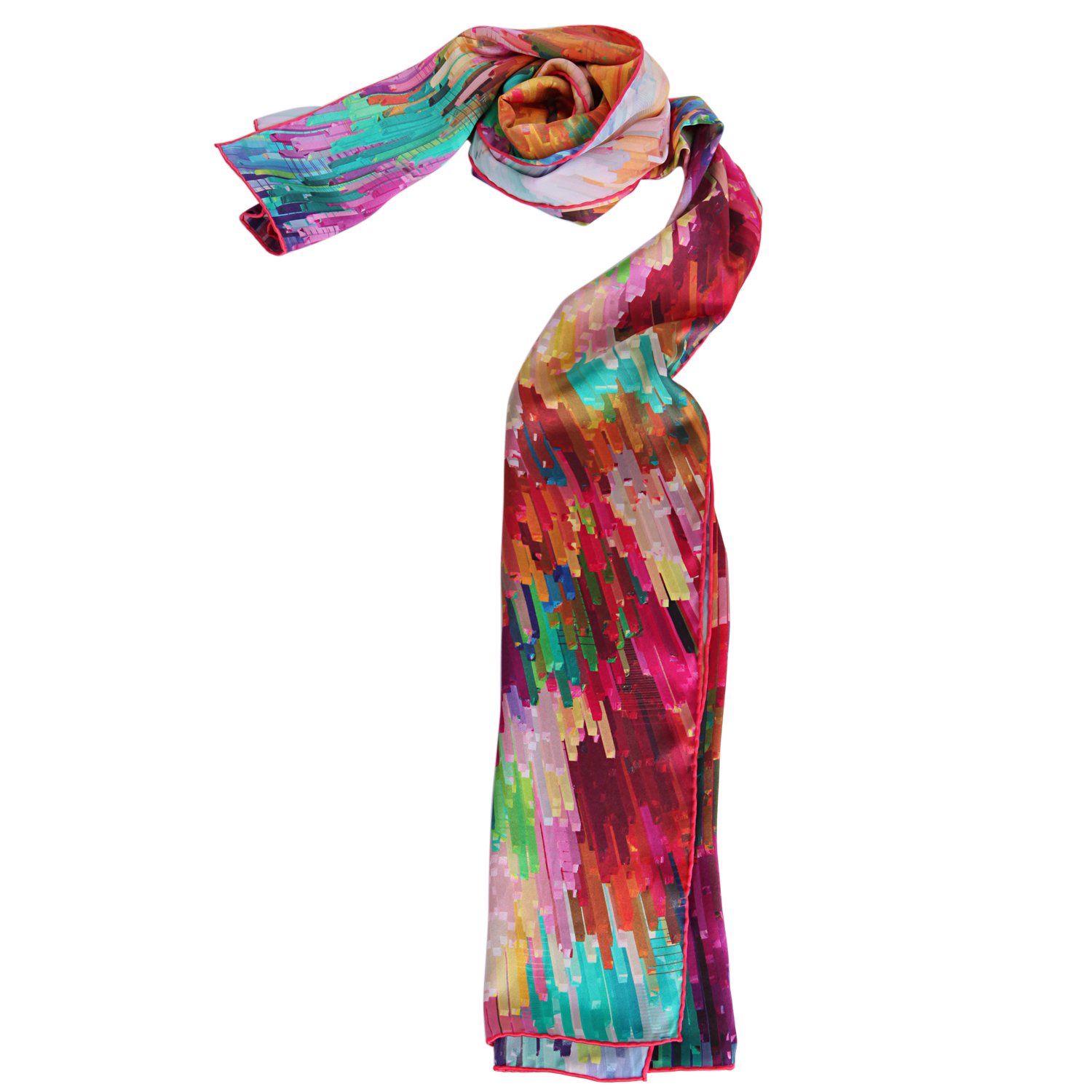 Écharpe en soie pour femme - Pour le printemps et l'automne - 178 x 53 cm de long - Réutilisable - Violet multicolore, violet multicolore, 178 x 53 cm