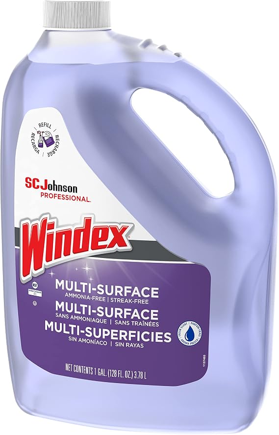 SC Johnson Professional, Windex Ammonia-Free Glass, Window & Surface Cleaner Refill, 1 gallon/128 Oz (Pack Of 4)