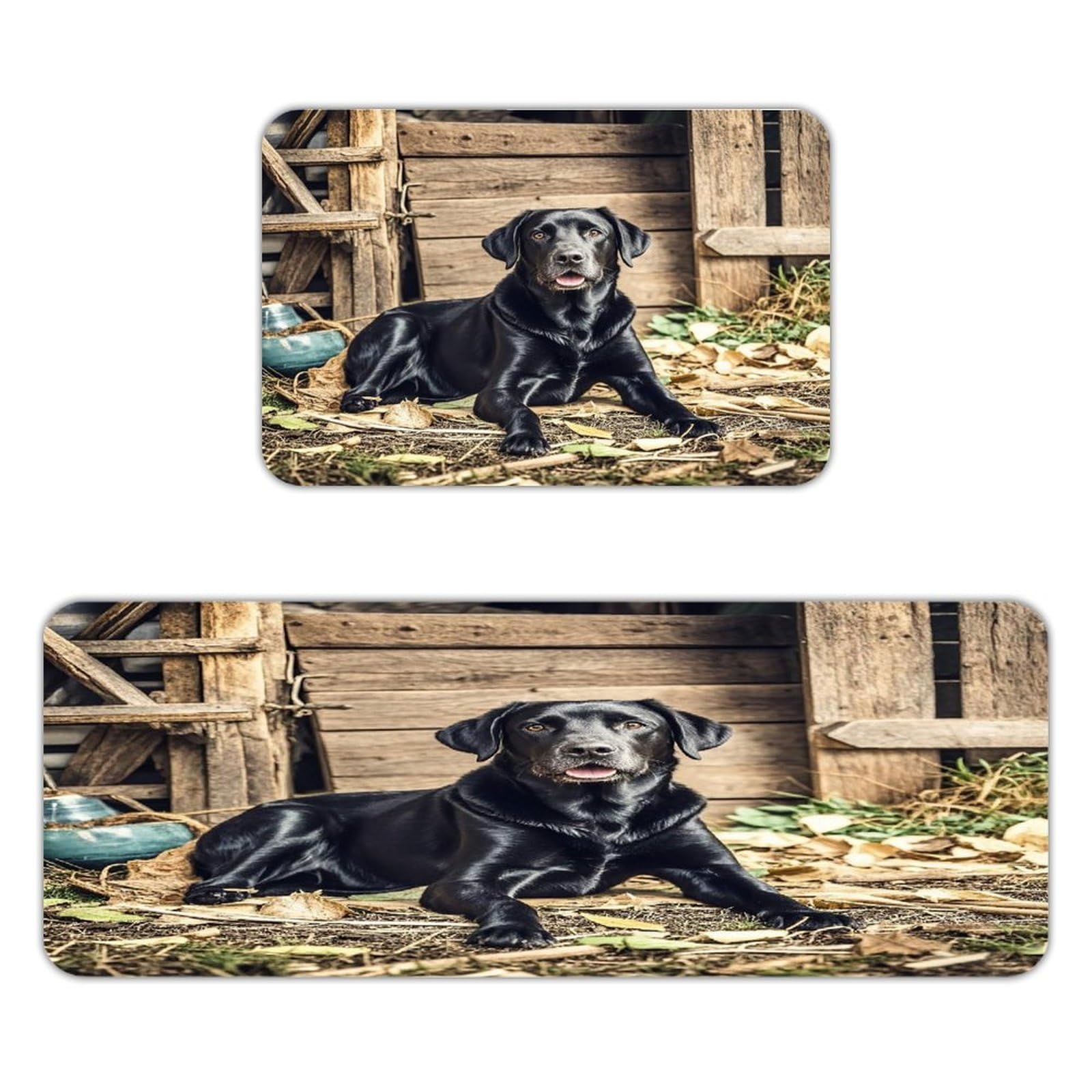 Alfombrillas de cocina de labrador negro para piso, alfombras impermeables antifatiga, pack 2