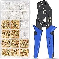 Vista 1 de Wire Terminal Crimping Tool Kit, Qibaok Ratcheting Wire Crimper AWG 22-16(0.5-1.5mm²) with 500PCS Female Male Spade Connectors & Bullet Connectors