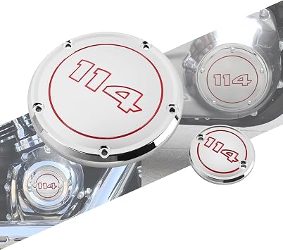 5 Hole Engine Derby Cover CNC Aluminum Fit for Harley Softail Street Bob Fat Bob Low Rider Fat Boy Heritage Classic Breakout 2022-2025 Chrome with Red 114