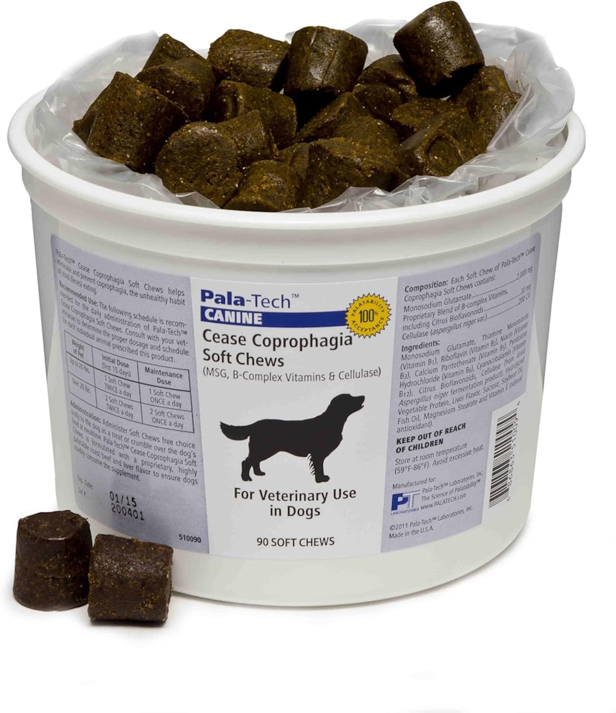 Pala-Tech Coprophagia Deterrent for dogs - Dog Eating Poop Deterrent - Stops Stool Consumption - Supports Healthy Digestion - 90 No Poo Chews With Beef Liver Flavor - Made in USA