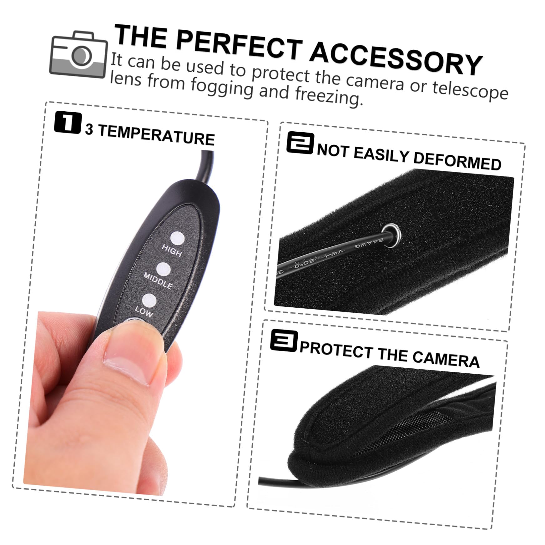 Mobestech Calentador 3 Niveles de Temperatura de de Neopreno de Negro para Protección el Empañamiento para Adecuado para Fotografía en Ambientes Húmedos y Fríos Fotografía en Ambientes Húmedos y Fríos