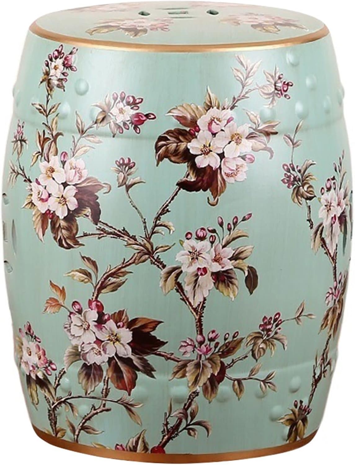 Decorative garden stools, Decorative Ceramic Garden Stool, Glazed Flower and Bird Side Changing Stool, Suitable for Living Room, Balcony, Garden, Etc.(Blue), HBJJ-987811