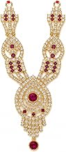DT DECTONE Gold-Toned Deity Necklace for God Idol, Crystal Stone Embellished, 8cm Length, Traditional Stone Mala for Laddu Gopal, Krishna & Temple Decor (Purple)