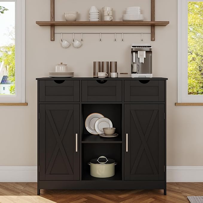 Coffee Bar Cabinet (Black)