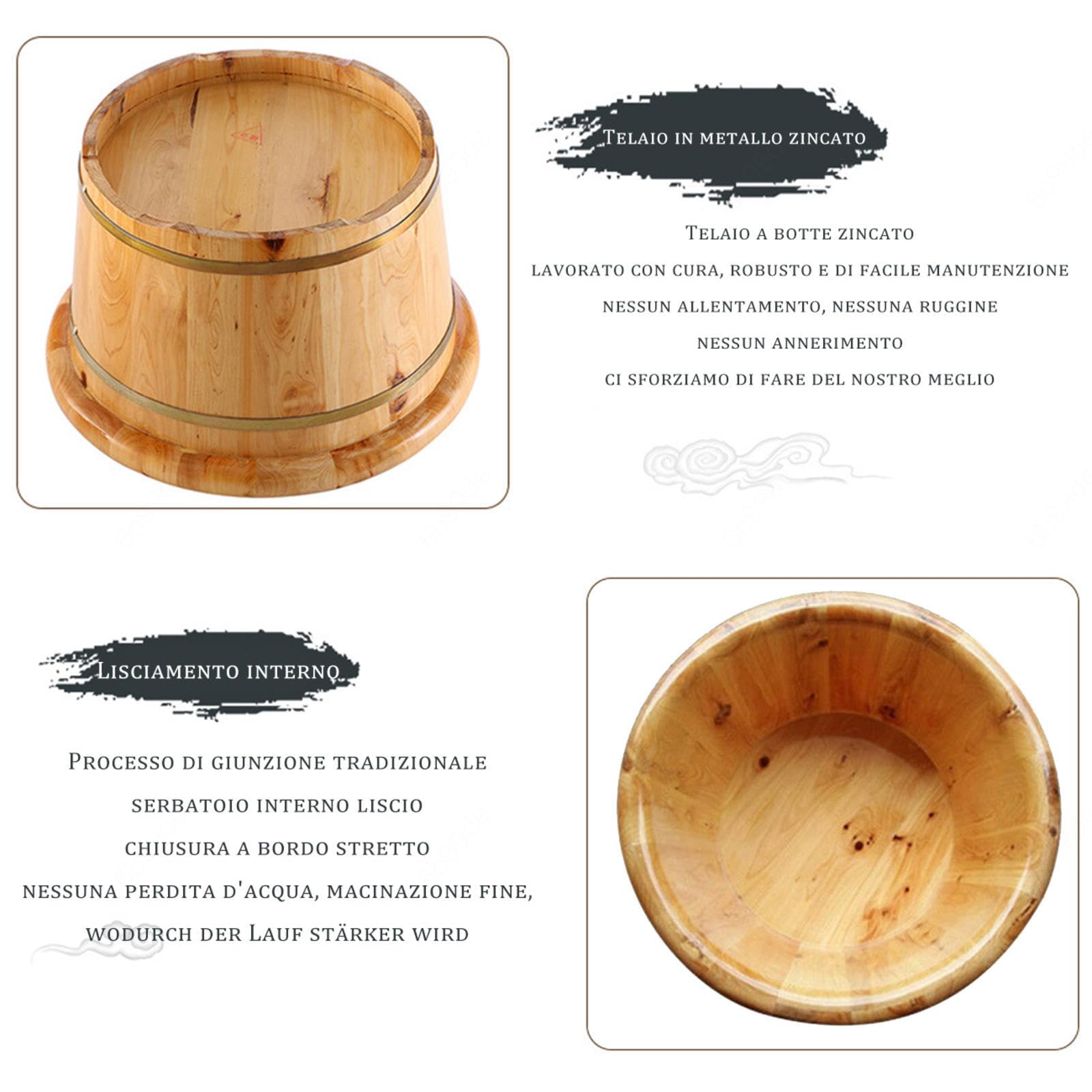 Idromassaggio Plantare Facile da Pulire,in Legno Sali per Pediluvio Piedi Stanchi Robusto,Professionale Vaschetta Lavapiedi Piscina per Uso Domestico Antistress per Piedi Stanchi