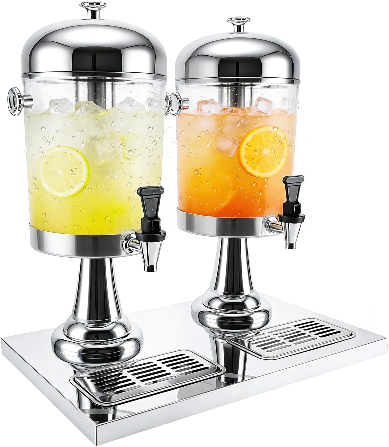 4-Gallon Drink Dispenser with Stainless Steel Drip Tray - Party Beverage Juice Lemonade Iced Tea Water Dispenser for Church Events, Catering, Family Gatherings & Outdoor (GOLD)