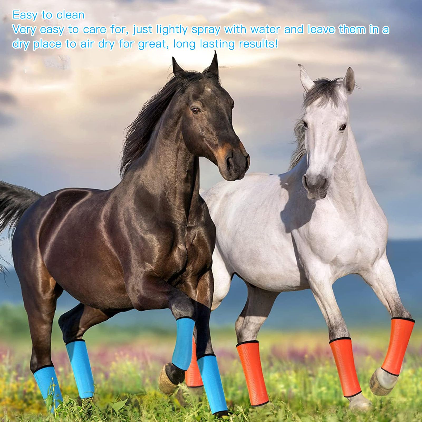Horse Leggins Fly Boots Lot De 4 - Bottes Anti-Mouches Respirantes Pour Chevaux, Protection Contre Piqûres Moustiques