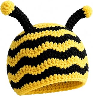 Bumble Bee Baby Knit Hat Soft Cotton Infant Crochet Bee Beanie Cute Animal Themed Hat for Winter, Baby Shower