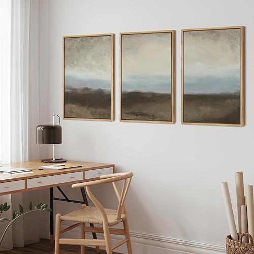 Miniatura 4 de wall26 Lienzo enmarcado para pared, juego de arte rural nublado, cielo, campo, naturaleza, desierto, ilustraciones de bellas artes, paisaje