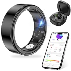 Thin Smart Ring for Fitness Health Tracking - Heart Rate Blood Oxygen Monitor 5ATM Waterproof Sleep Analysis Pedometer