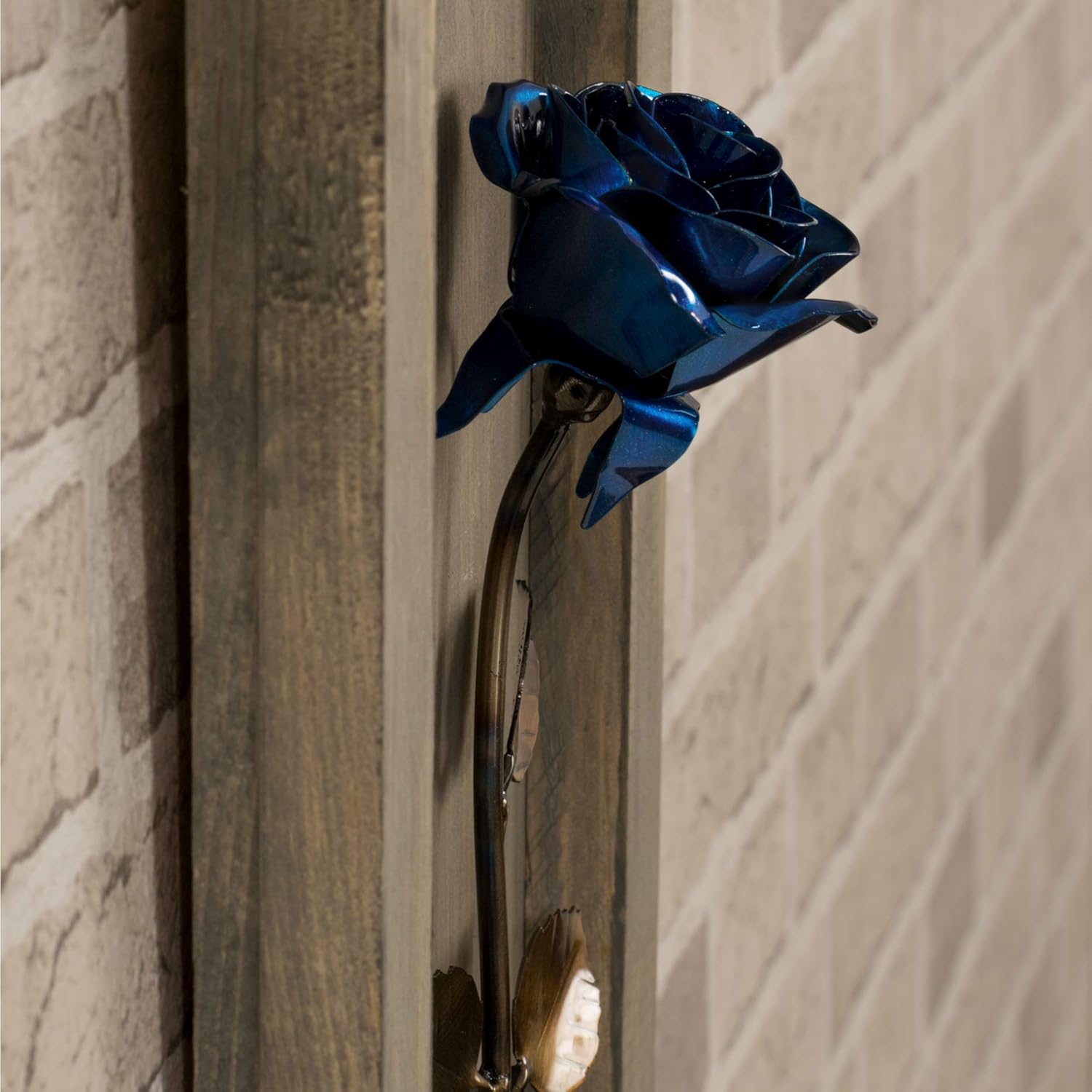 Personalized Gift - Framed Blue Metal Rose for Wood 5th Wedding Anniversary