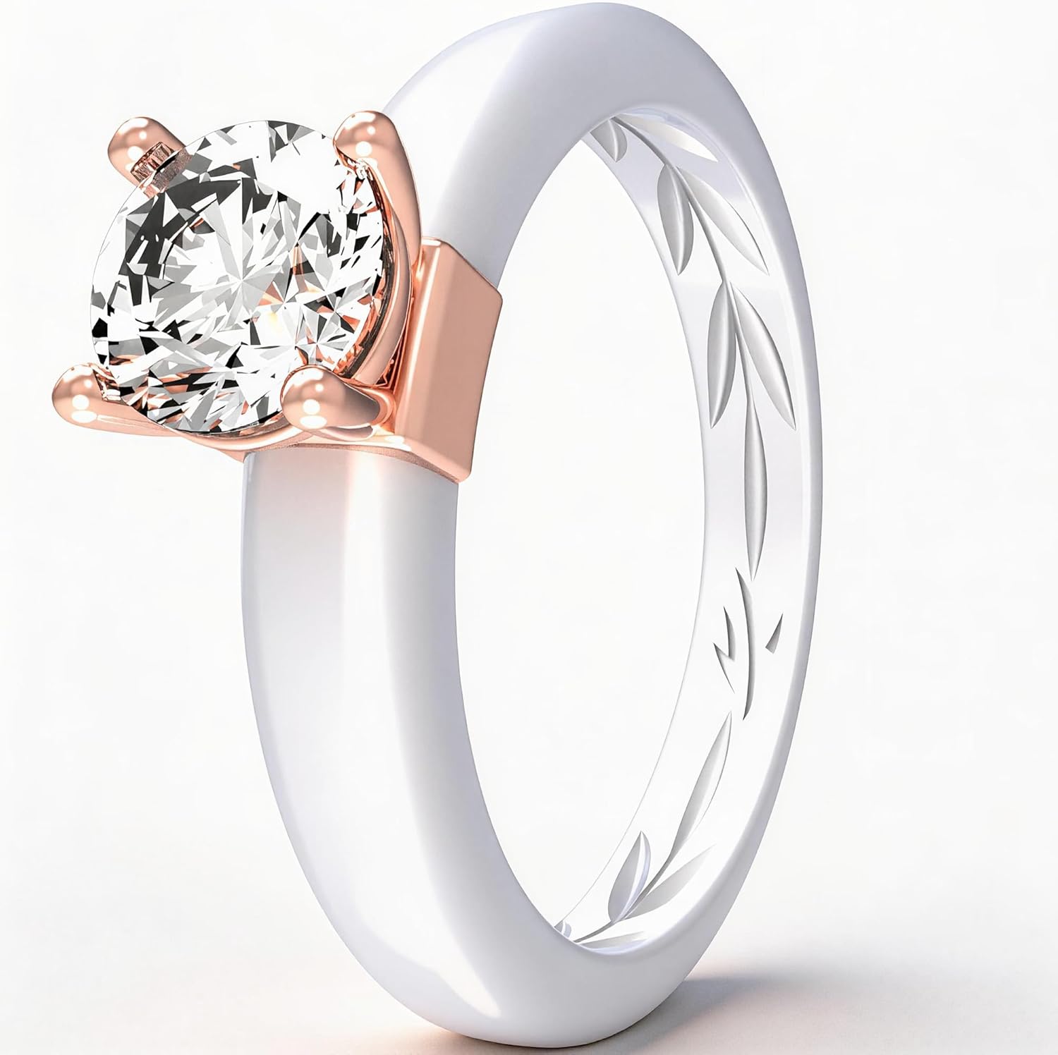 Zollen Silicone Ring with Stone - Round Cut Cubic Zirconia Solitaire Ring for Women - Rubber Wedding Bands - Breathable Sport Design