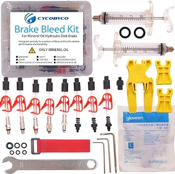Cycobyco Mineral Oil Bicycle Hydraulic Disc Brake Bleed Kit for All Series Shimano/Magura/Tektro/Zoom/CSC/Echo/Giant / HS33 / Nutt Cycling Professional kit