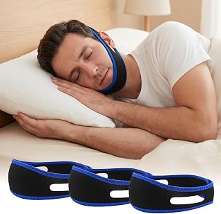 3 Pcs Kinnband Schlafapnoe Kinnriemen Schnarchen Anti Schnarch Kinnriemen Schnarchmaske Geeignet bei Mundschnarchen Zurückweichendem Kiefer Gewohnheitsmäßiger Mundatmung Usw Blauschwarz