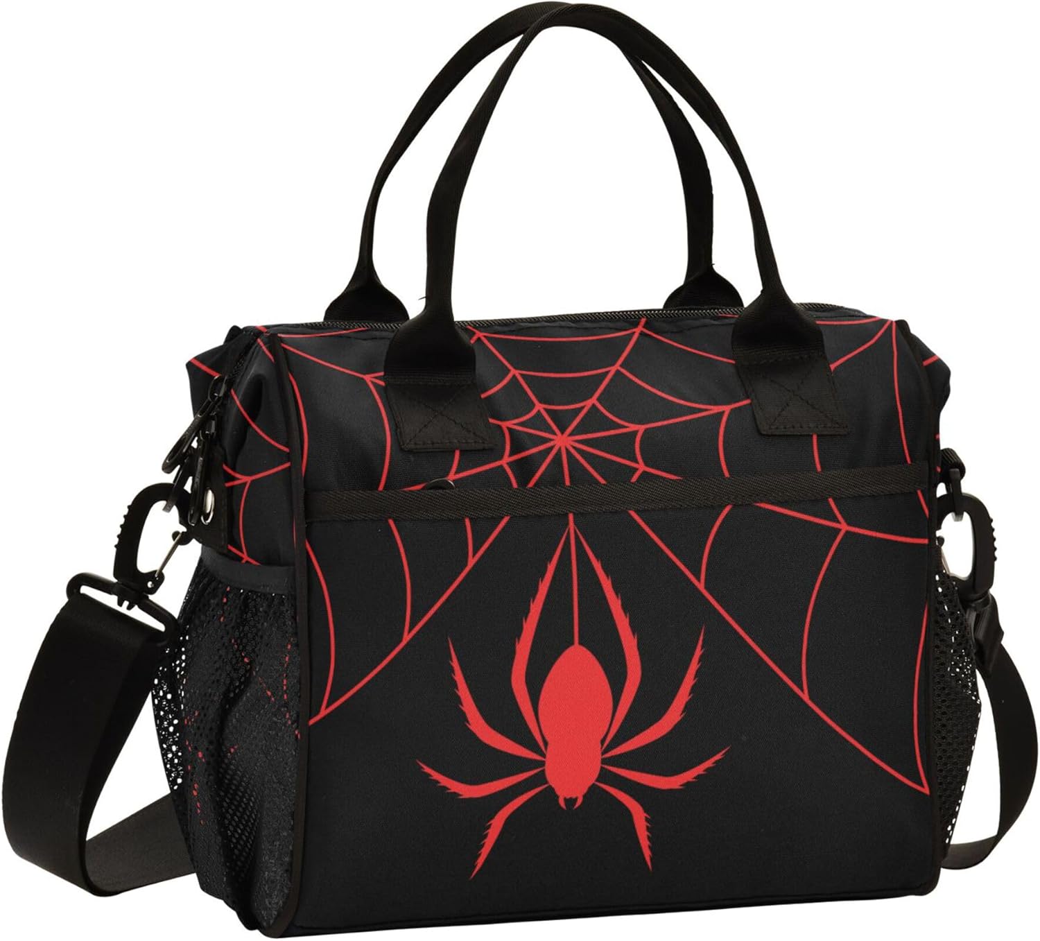 Red Spider and Spider Web Halloween Lunch Box for Men Women Insulated Lunch Bag Cooler Bag Large Adult Lunch Box for Work Picnic Travel