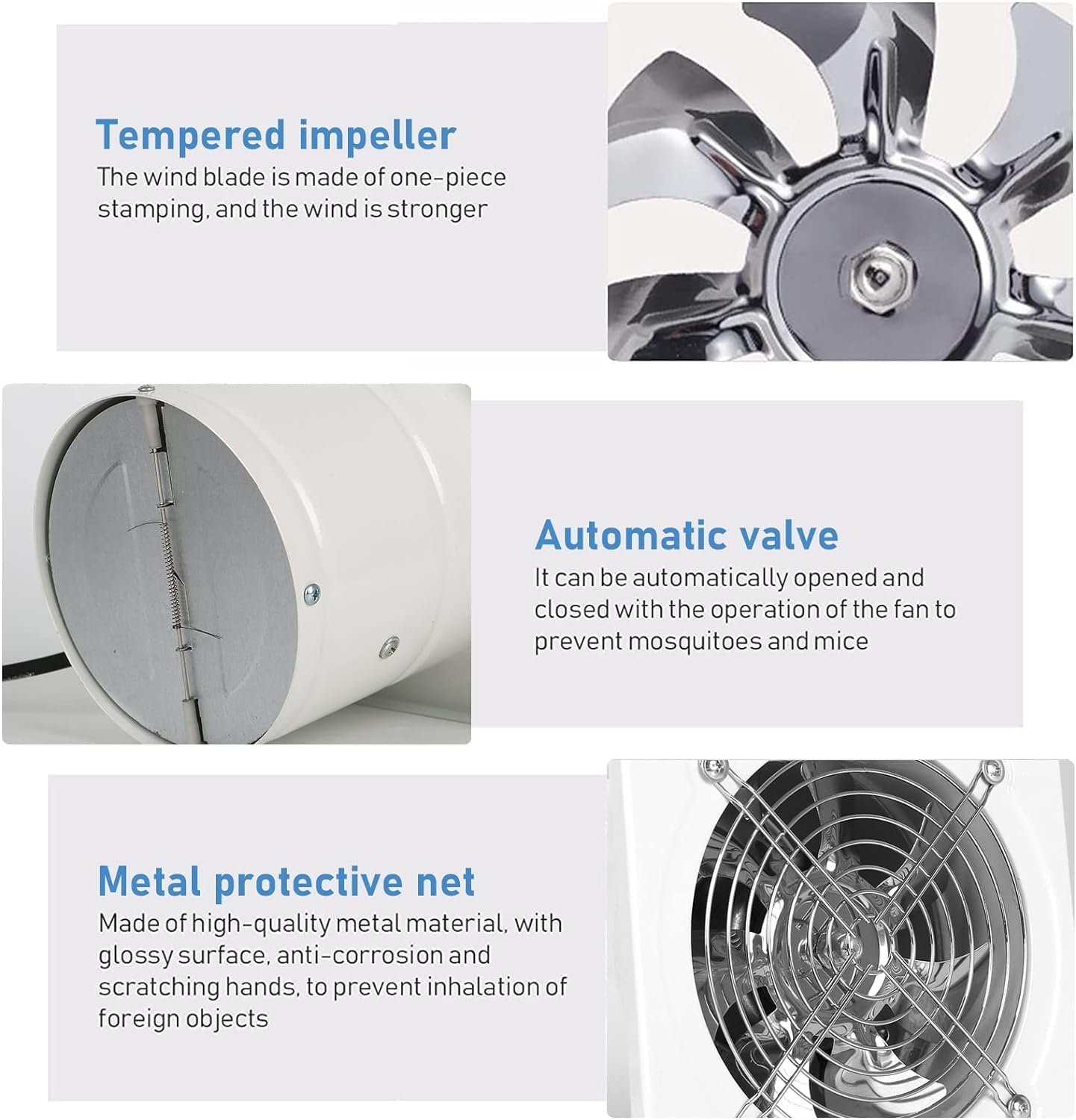 14 Inch Exhaust Fan with Plug, 2647CFM Through-the-Wall Ventilation Fan with Light Weight Pure Copper Motor, for Laundry Room, Toilets, Garage, and Shopping Mall, 110V (14 inch, white)