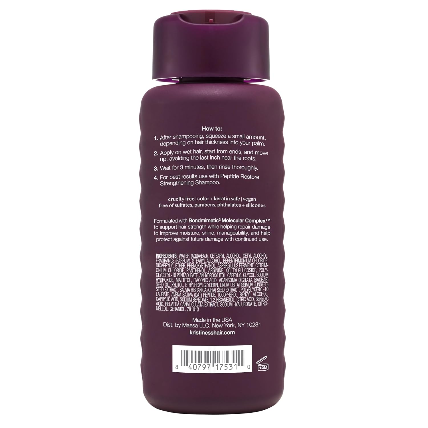 Kristin Ess+ Peptide Strengthening Conditioner for Damaged Hair, 10 oz