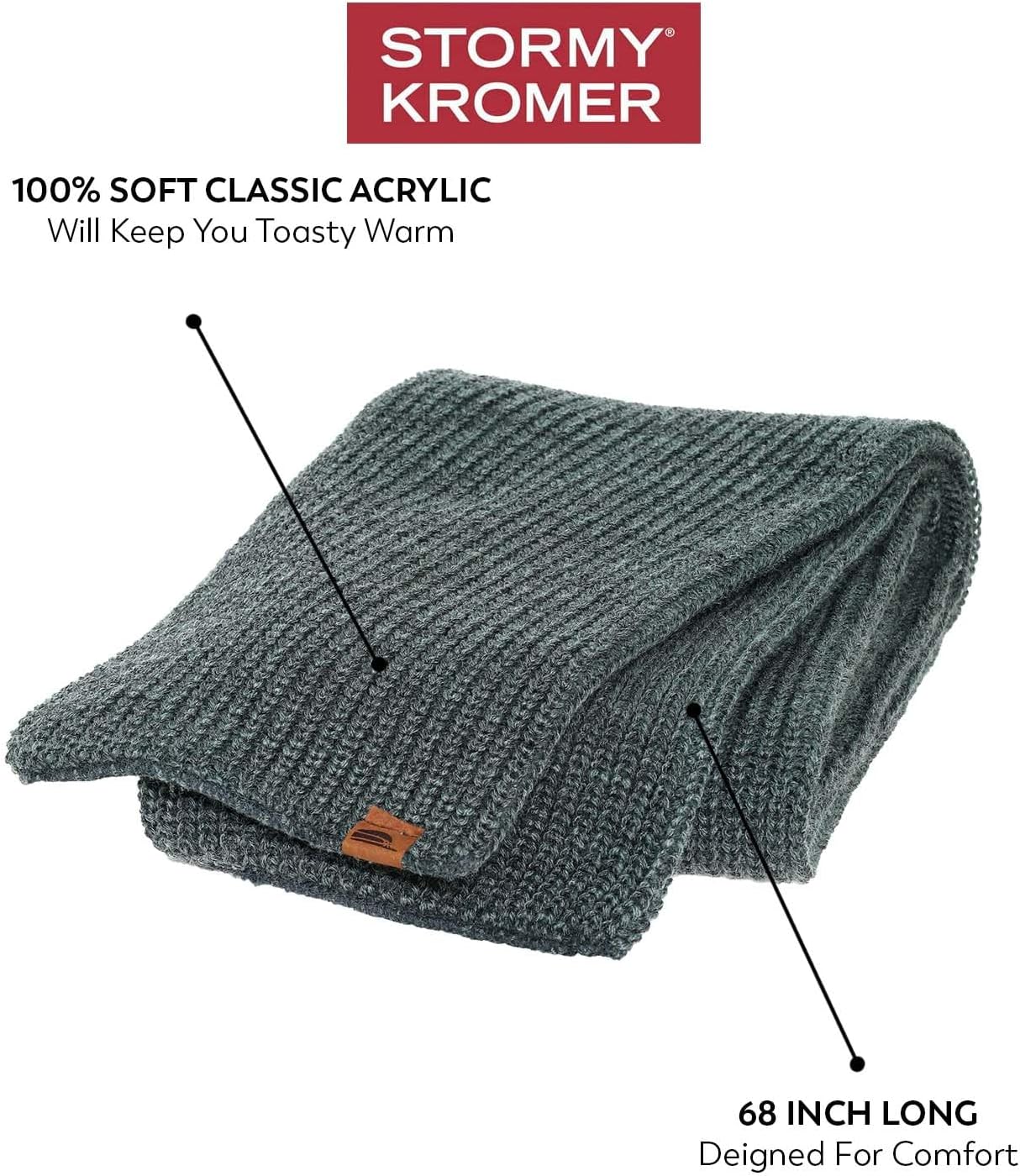 Stormy Kromer Snowfall 68" Winter Acrylic Scarf for Men & Women