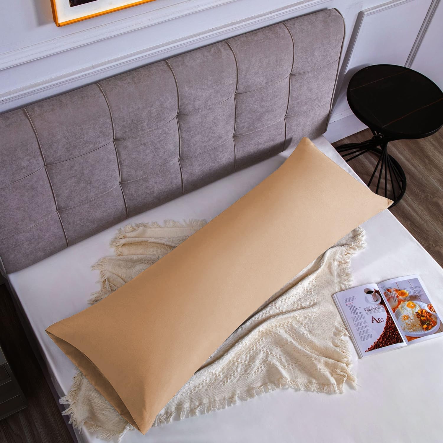 Set of 1 Cushion Cover, 100% Cotton, 45 x 135 cm, 1 Piece, Super Soft Premium Jersey Pillowcase, Light Pink