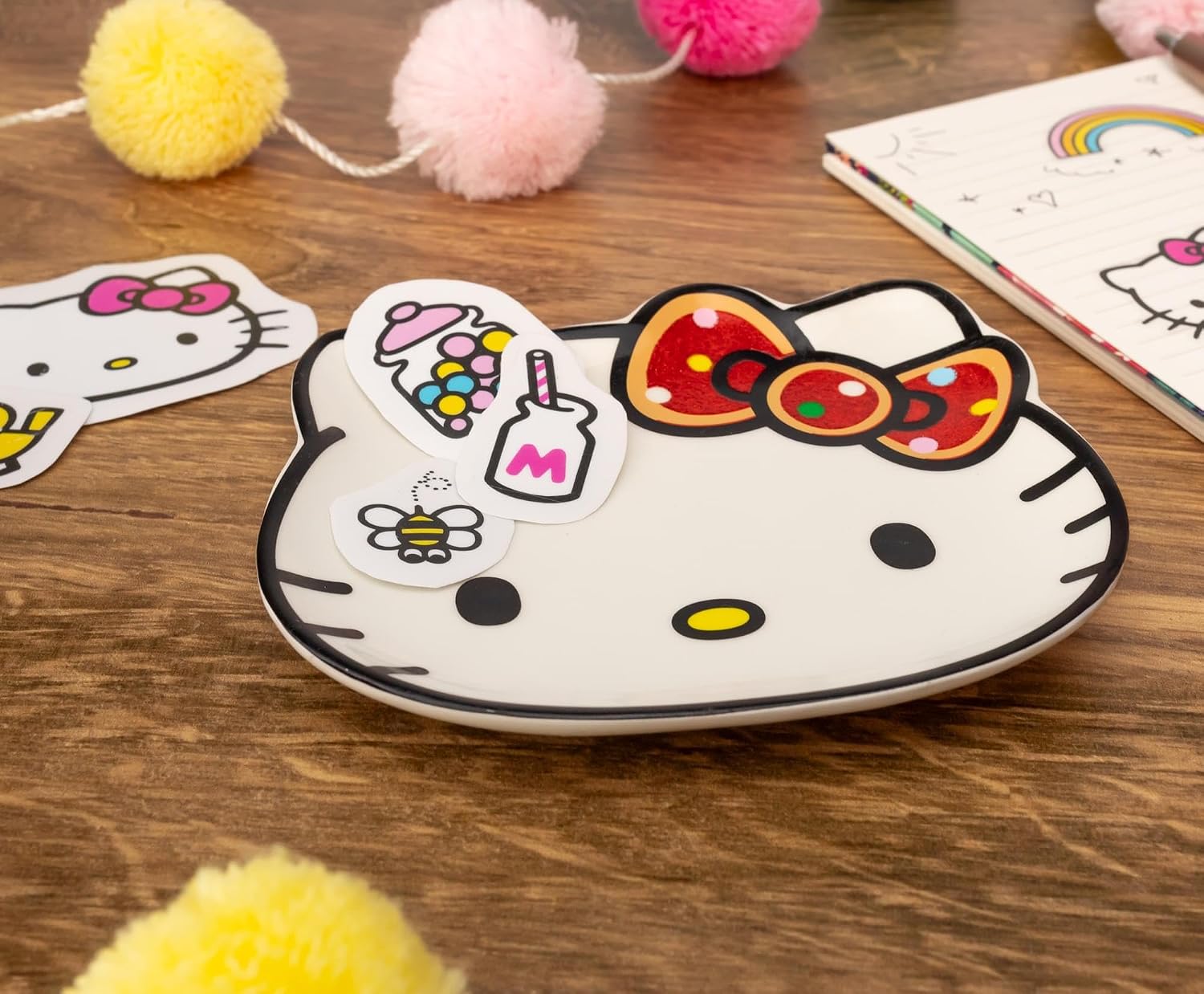 Sanrio Hello Kitty Glitter Bow Sculpted Ceramic Trinket Tray | Storage Dish Organizer for Jewelry, Accessories, Keys
