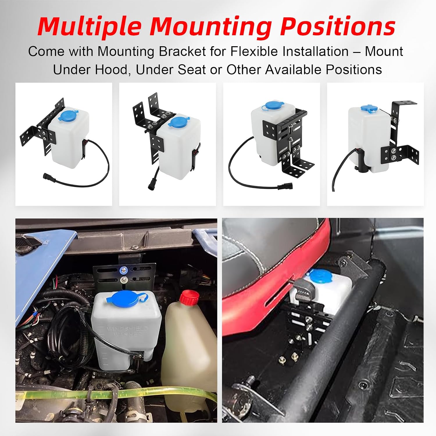170° UTV Windshield Wiper Kit with Arm & Blade, 12V Two Speed Self-Parking Wiper Motor, 1.5L Windshield Washer Pump Washer Compatible with Polaris RZR Ranger General Can Am X3 Defender Commander