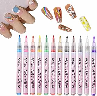 Nail Art Pens Set of 12 Colors with Ultra Fine 0.7mm Tip Multi Color Nail Design Drawing Pens for Manicure Nail Decoration...