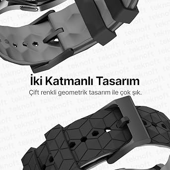 Teknoft 22mm ile Uyumlu Saatler için Geometrik Model 46mm Silikon Kordon HUAWEI Watch (GT6 Pro/GT6/GT5 Pro/GT5/GT4/Watch 4 Pro/GT3/GT3 Pro/GT2/GT2 Pro)