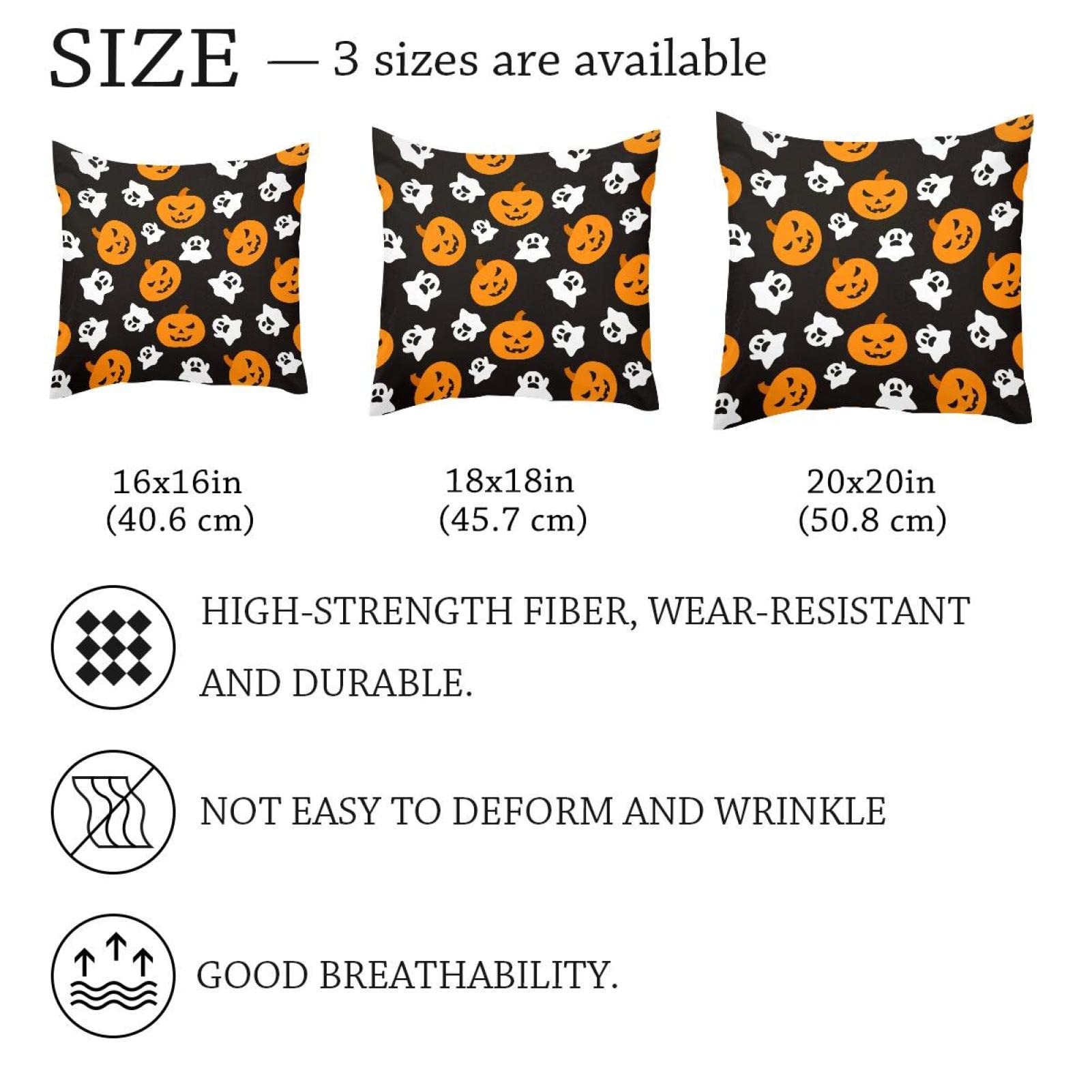 Federe Halloween Set Di 4 Federe Per Cuscini Halloween 45x45 Cm Motivo Zucche Fantasma In Bianco E Nero Per Divano 561578
