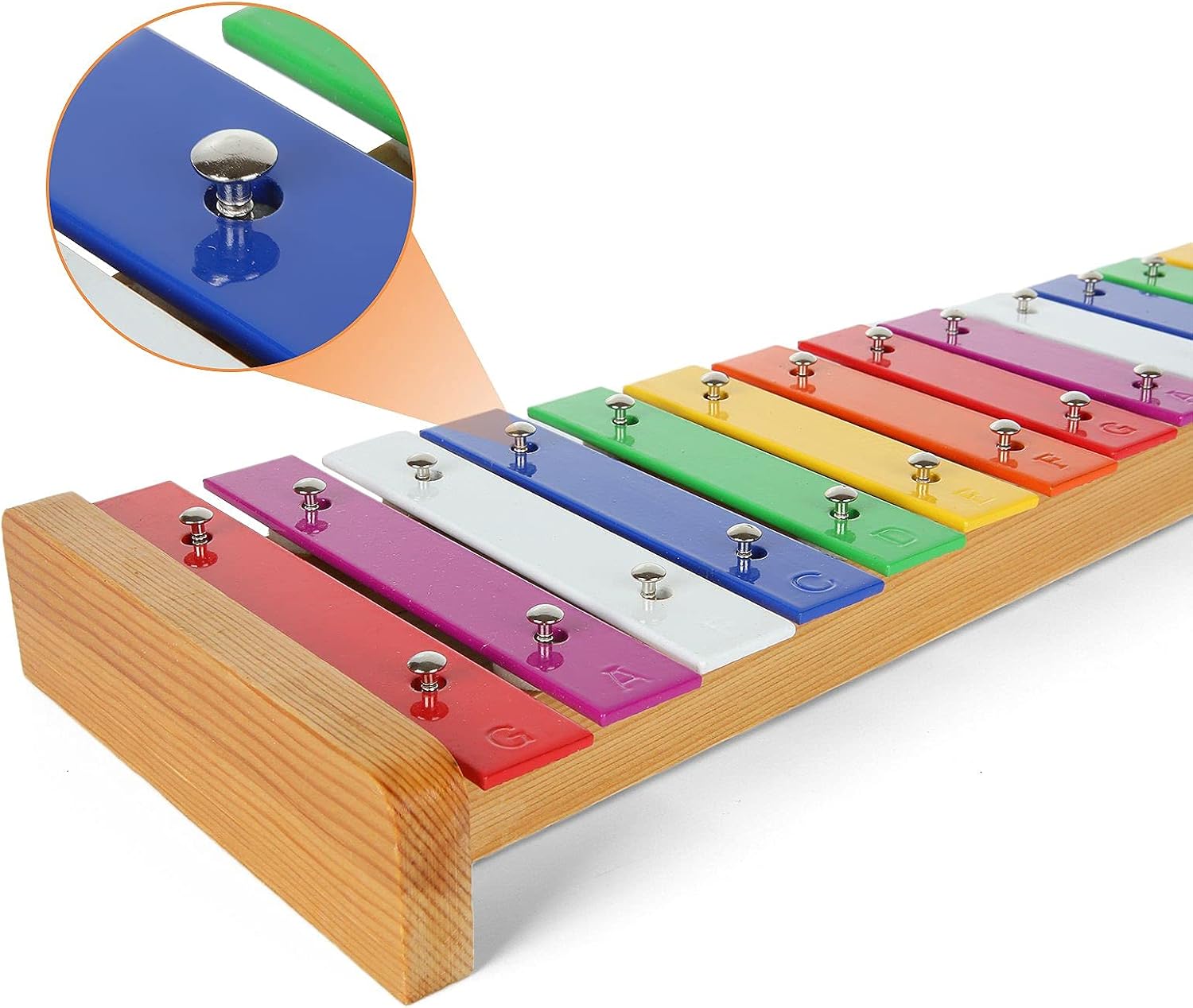 CertBuy 15 Tone Xylophone Glockenspiel Colorful Wooden Xylophone with 2 Mallets, Music Instrument for Beginner