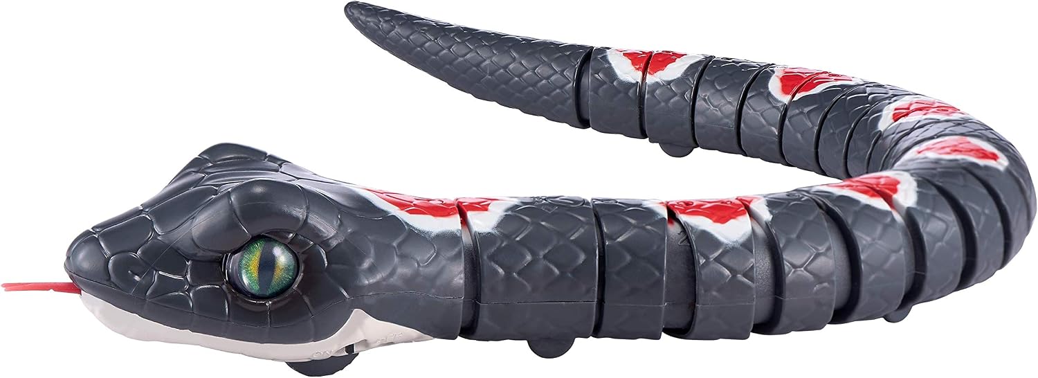 Robo Alive Slithering Snake Series 2 Grey by ZURU Battery-Powered Robotic Light Up Reptile Toy That Moves (Grey)