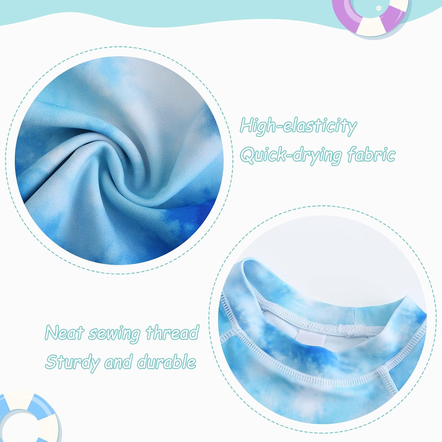 Girls Long Sleeve Rash Guard Swimsuits Set Tie Dye Bathing Suit for Kids Girls Hawaiian Swimwear Set Two Piece 3-16 Years
