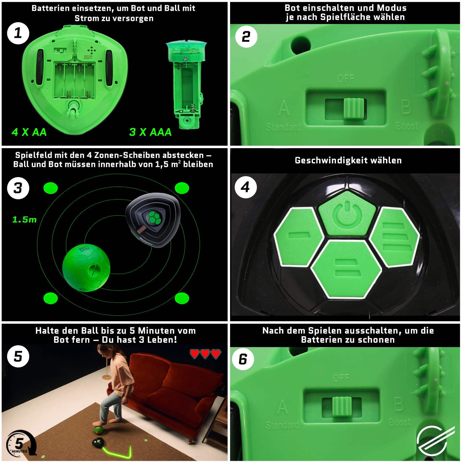 Strikesphere 1001CB-MTL Soccer Bot Indoor Fußballtrainer, schwarz, Einheitsgröße