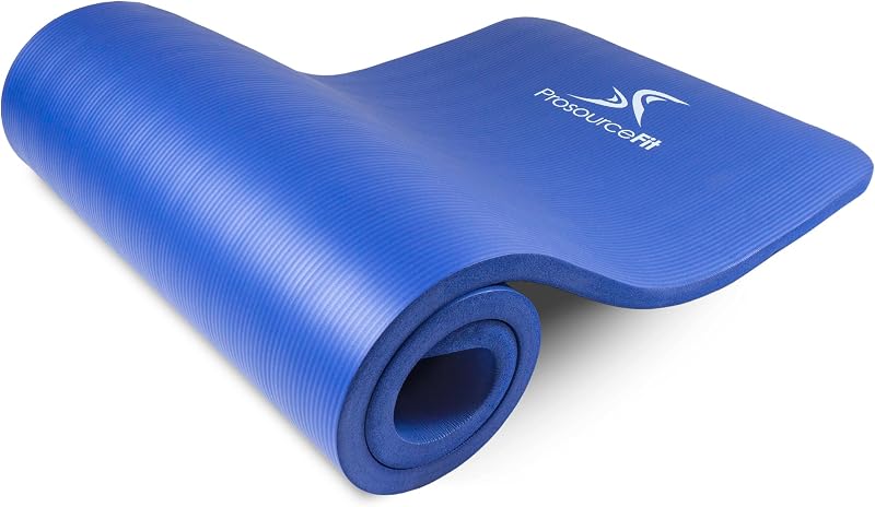 ProsourceFit Extra Thick Yoga and Pilates Mat 1/2” (13mm) or 1" (25mm), 71-inch Long High Density Exercise Mat with Comfort Foam and Carrying Strap