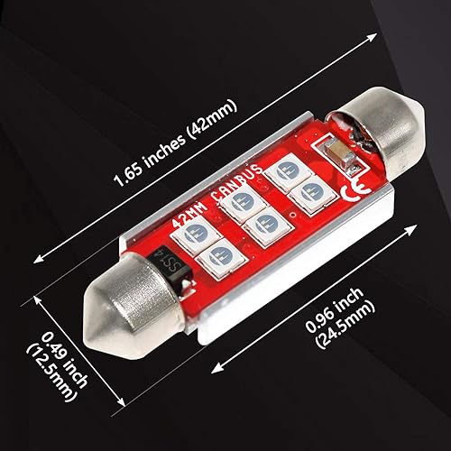 Miniatura 4 de Phinlion - Bombilla superbrillante 212-2 LED 3030 6-SMD, Festoon 41 mm, 42 mm, bombillas 211-2 578 para el interior del automóvil, domo de la