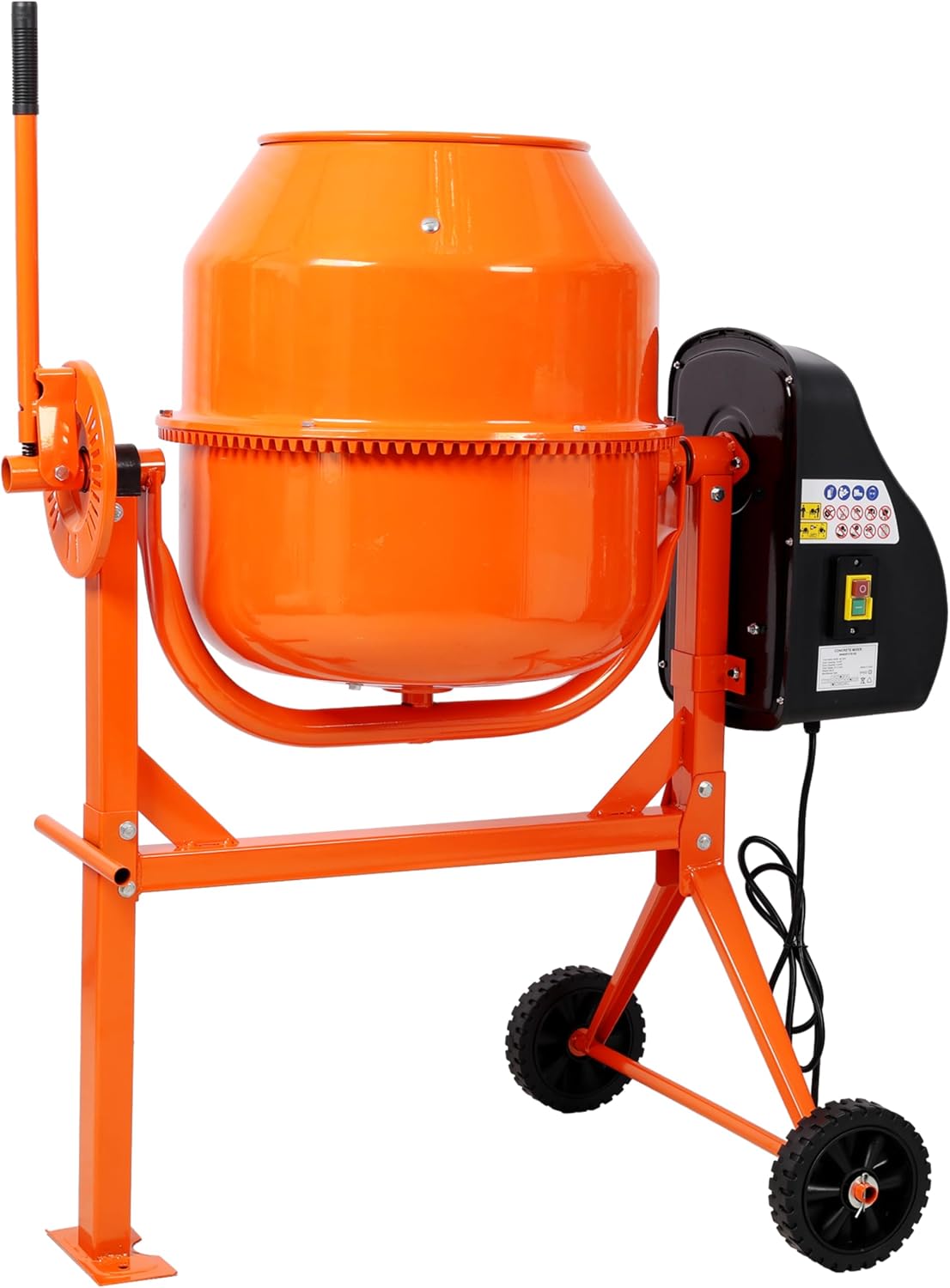 4.2 Cu Ft Lightweight Concrete Mixer, Portable Cement Mixer 1/2 HP with 7" Flat-Free Tires & Foldable Handle, Space-Saving Electric Mixer for Stucco, Mortar, Fodder