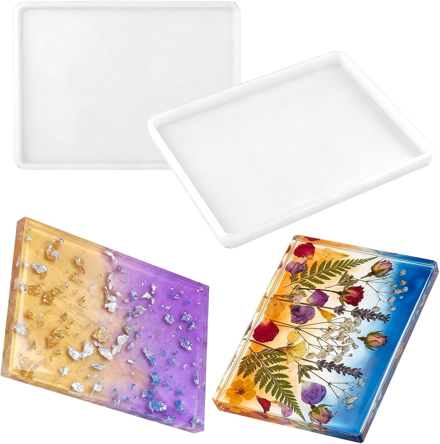 Rectangle Epoxy Resin Mold 7x5 Silicone Tray Casting Board Mold for DIY