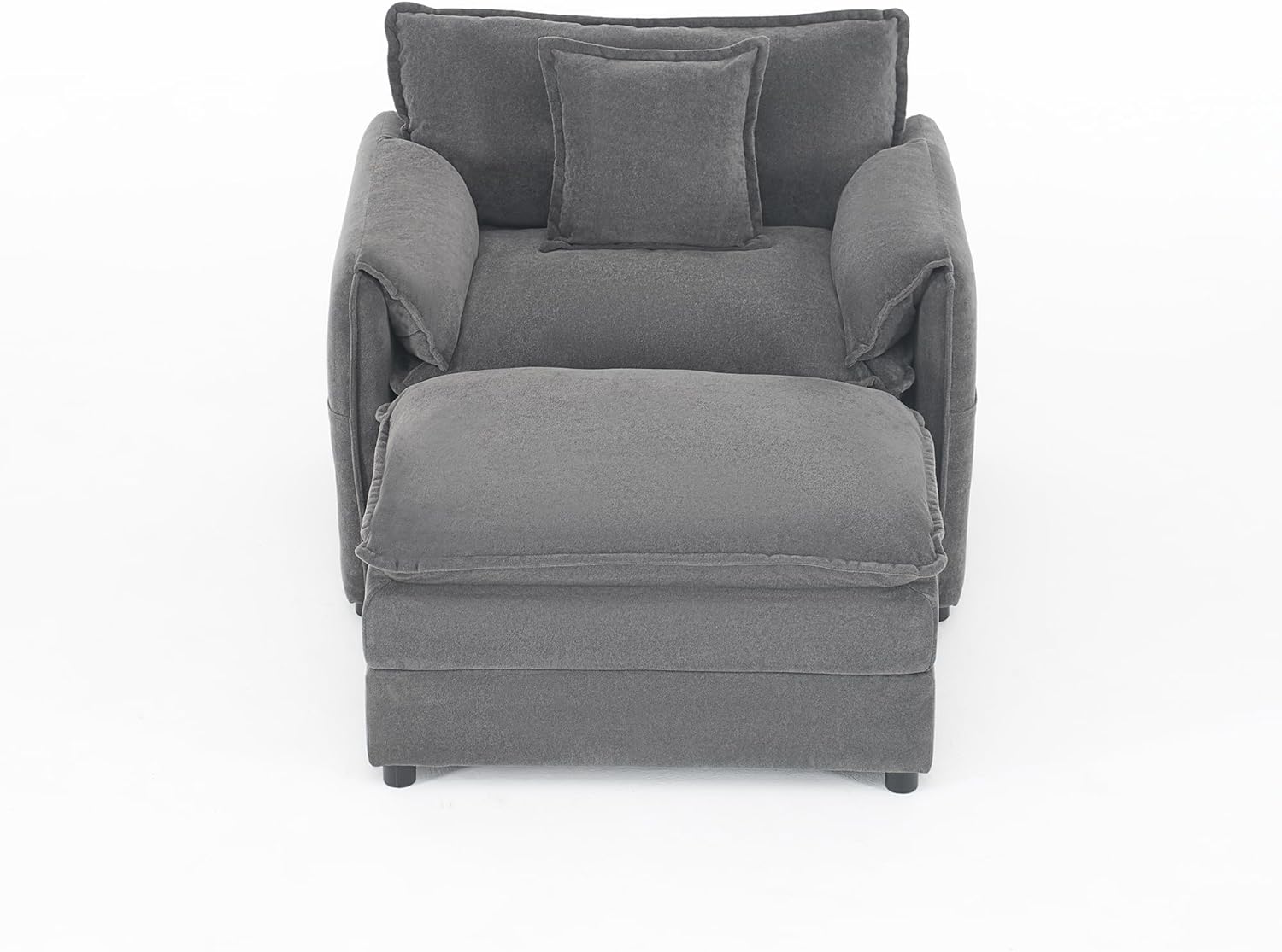 Recliner Chair with Movable Ottoman,Soft Chenille Upholstered Indoor Lounge Chair with Pillow for Living Room Bedroom Office (57.48" Grey)